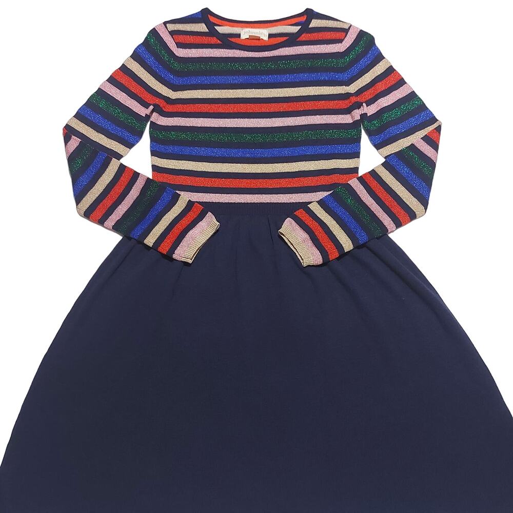 Johnnie B long-sleeved glittery striped holiday dress